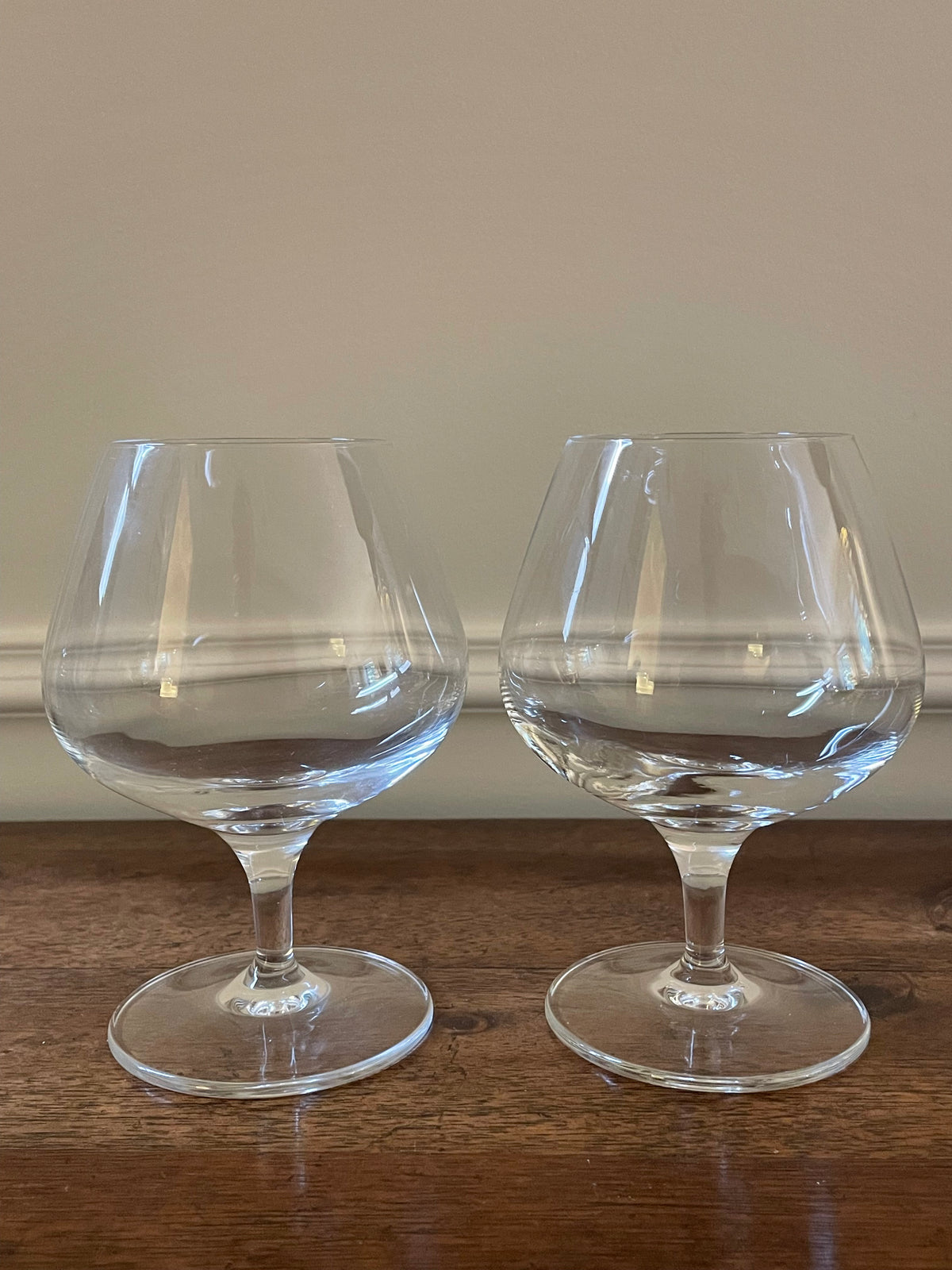 Pair Vintage Crystal Brandy Snifters