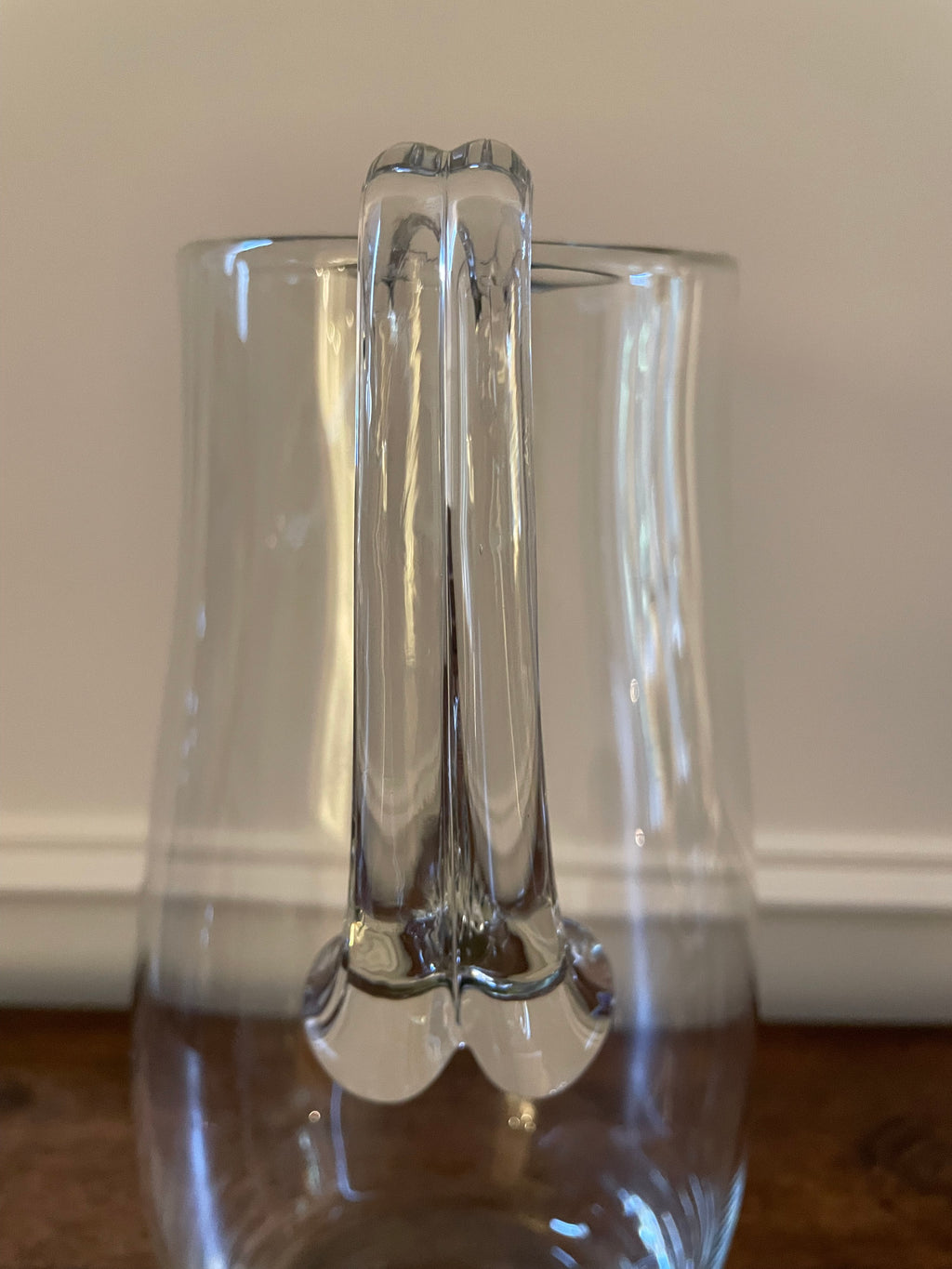 Vintage Krosno Poland Hand-Blown Crystal 1.5L Pitcher with Ice Lip & Reeded Handle