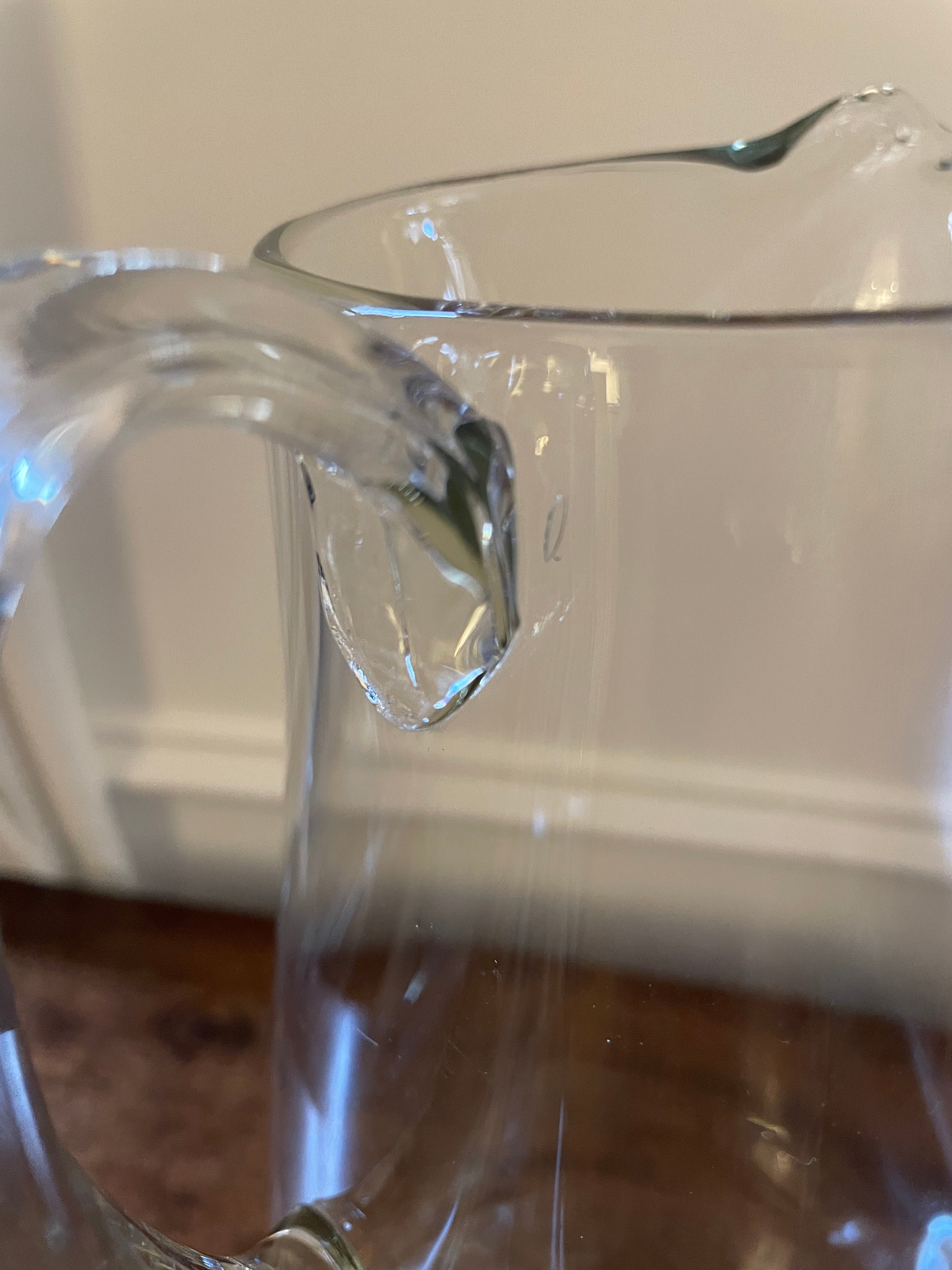Vintage Krosno Poland Hand-Blown Crystal 1.5L Pitcher with Ice Lip & Reeded Handle
