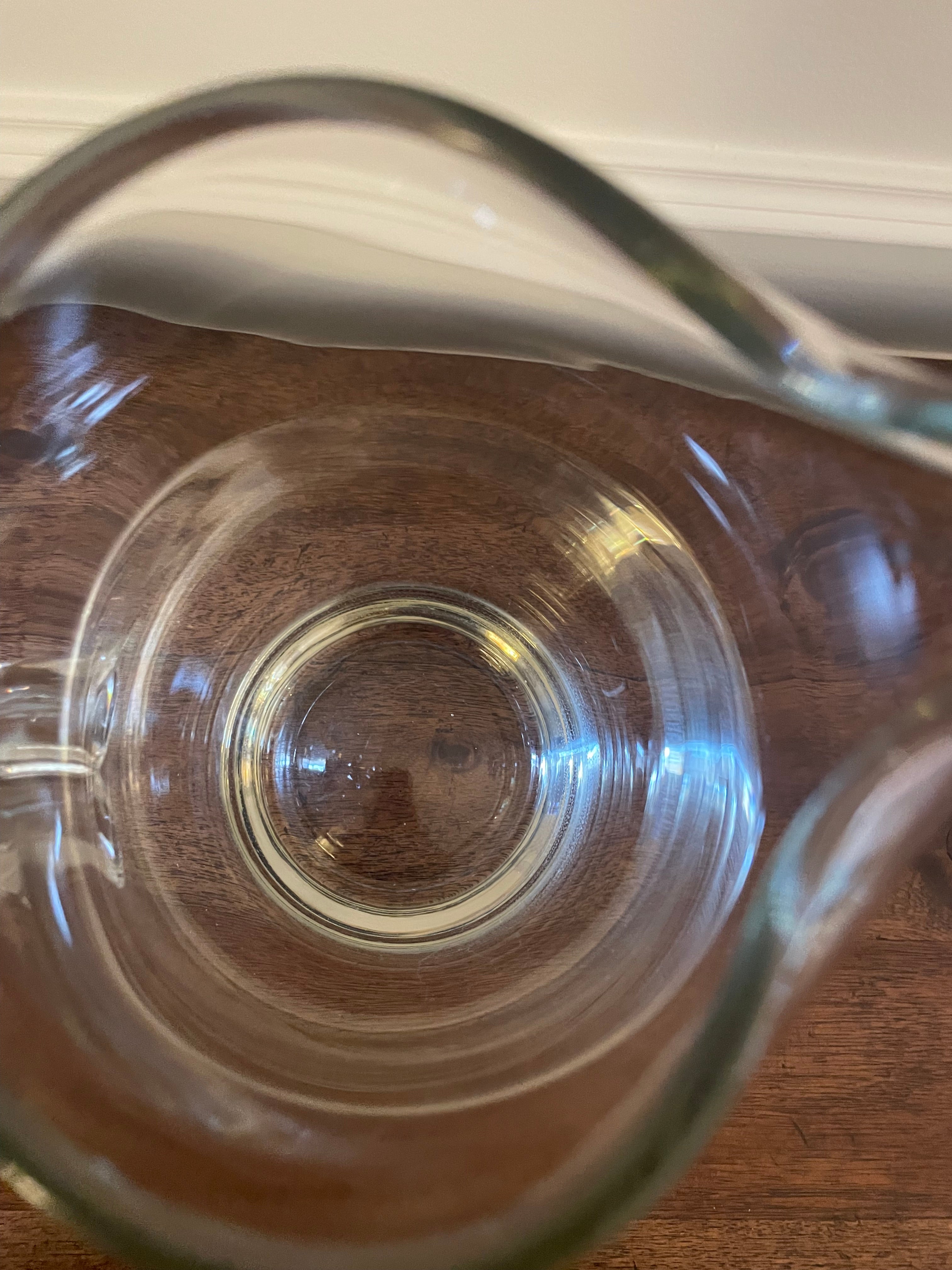 Vintage Krosno Poland Hand-Blown Crystal 1.5L Pitcher with Ice Lip & Reeded Handle