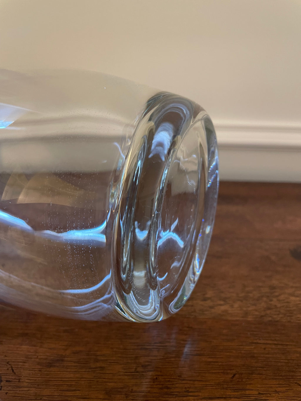 Vintage Krosno Poland Hand-Blown Crystal 1.5L Pitcher with Ice Lip & Reeded Handle