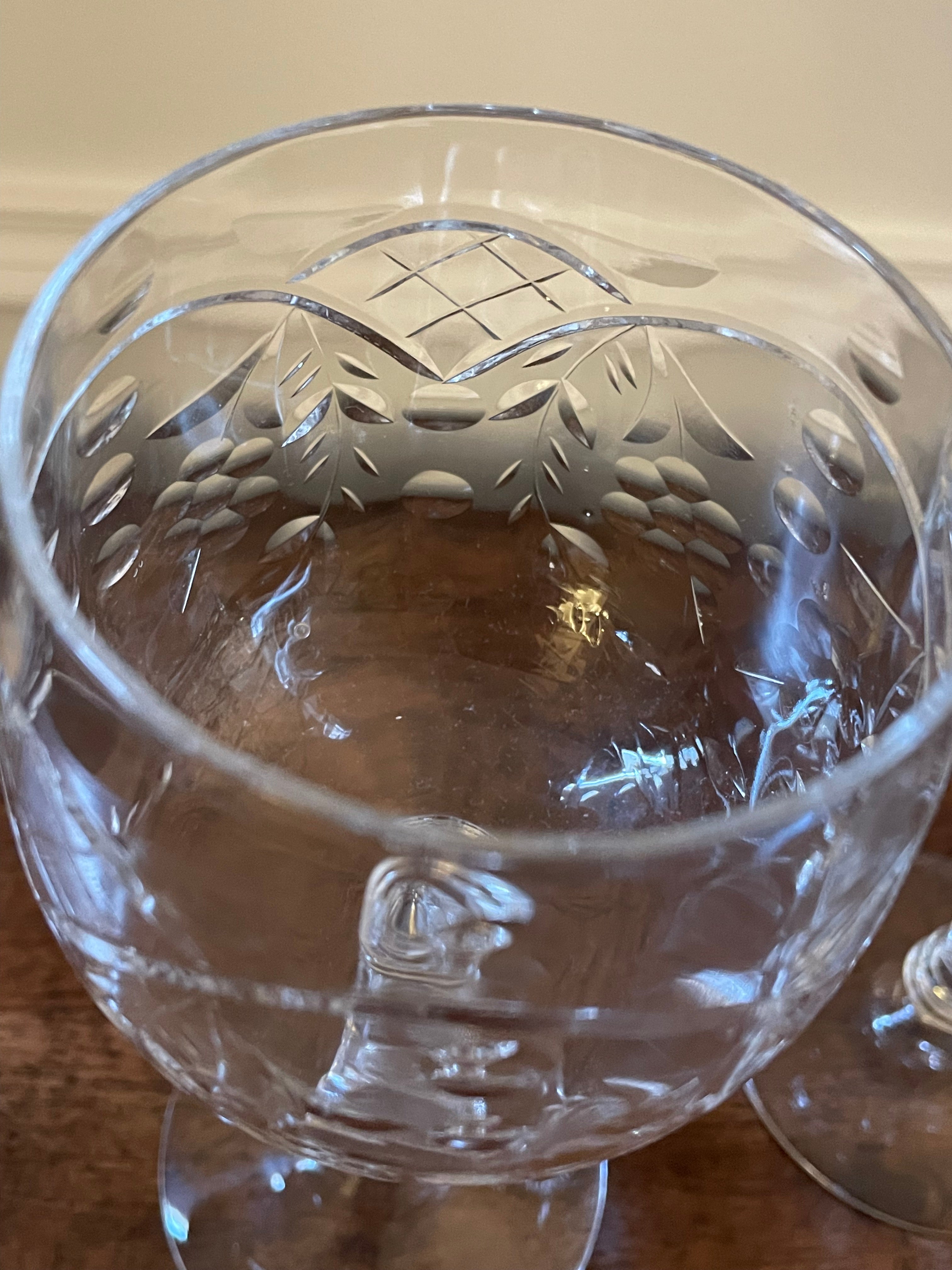 Set of 6 Rock Sharpe Crystal Goblets, wine or water, vintage, 1940's