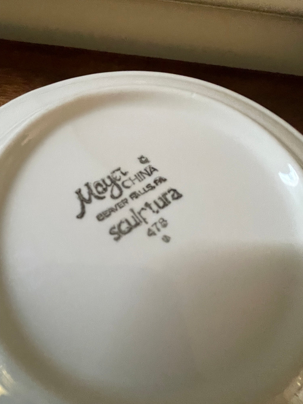 Vintage Mayer China 'Sculptura' White Cocktail & Dessert Plates, Set of 6, c. Mid-Century