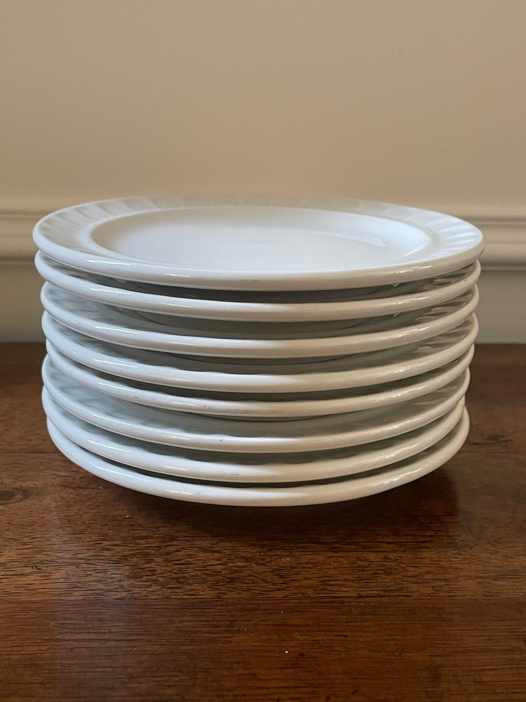 Vintage Mayer China 'Sculptura' White Cocktail & Dessert Plates, Set of 6, c. Mid-Century