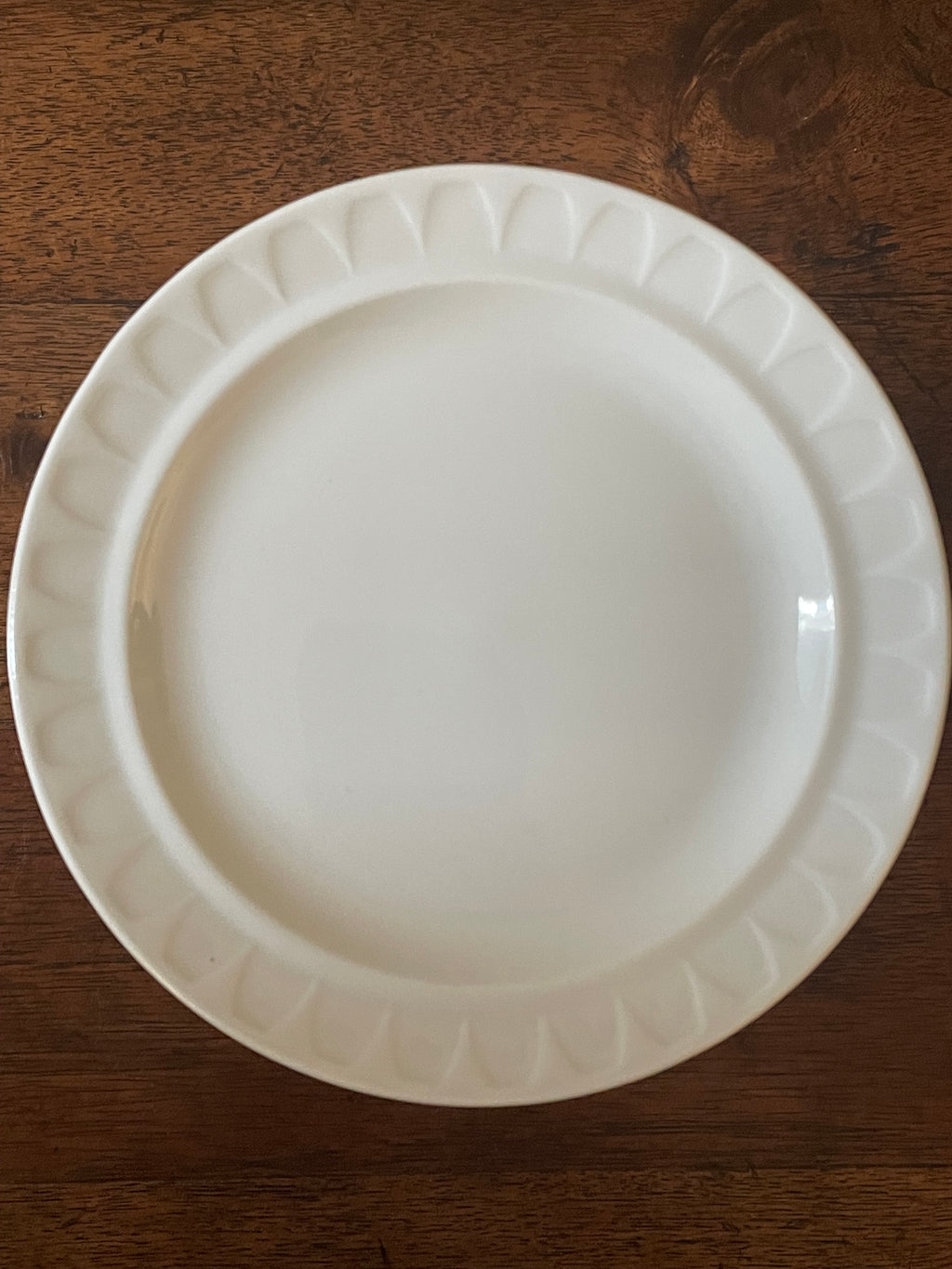 Vintage Mayer China 'Sculptura' White Cocktail & Dessert Plates, Set of 6, c. Mid-Century