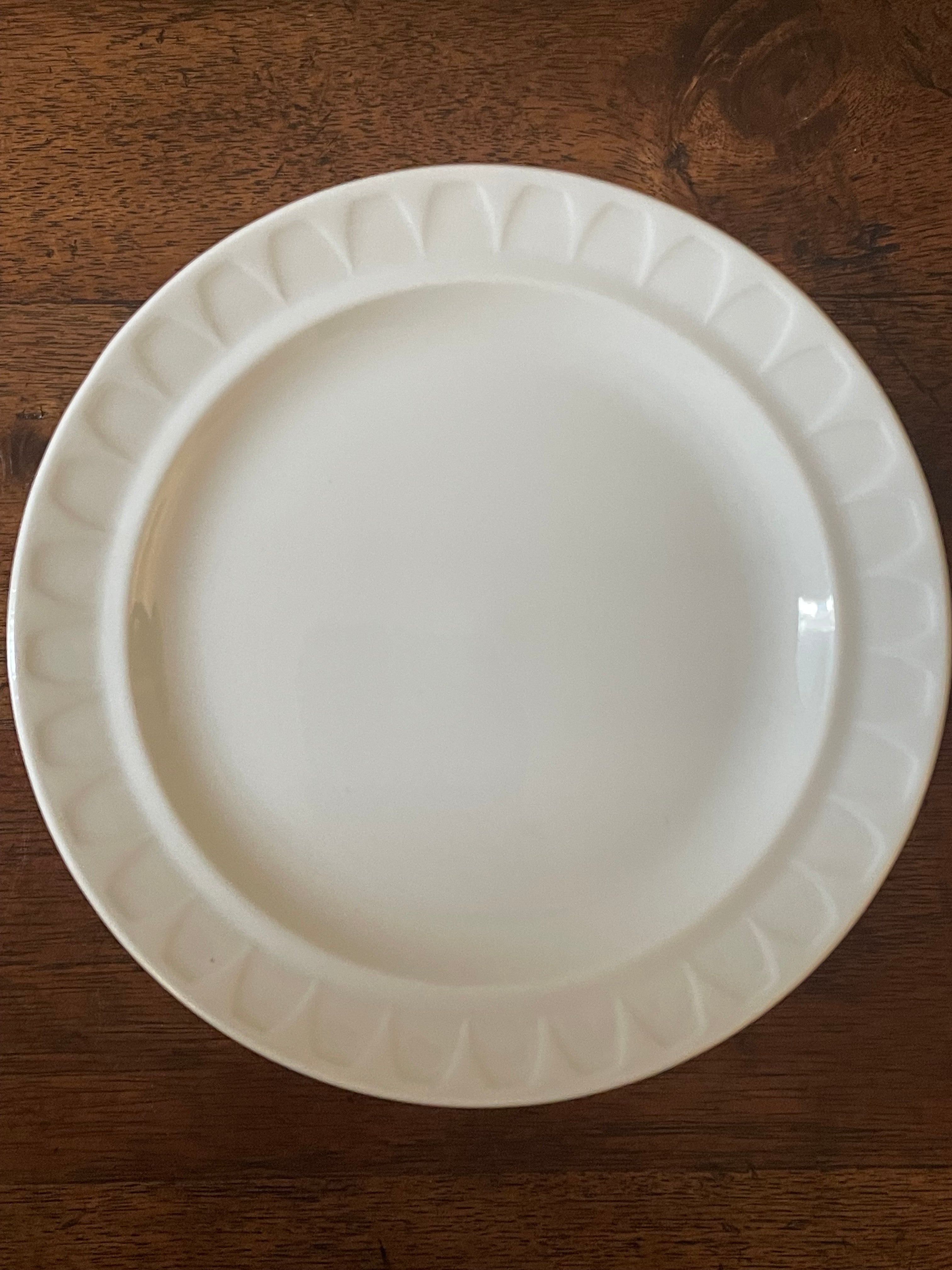 Vintage Mayer China 'Sculptura' White Cocktail & Dessert Plates, Set of 6, c. Mid-Century