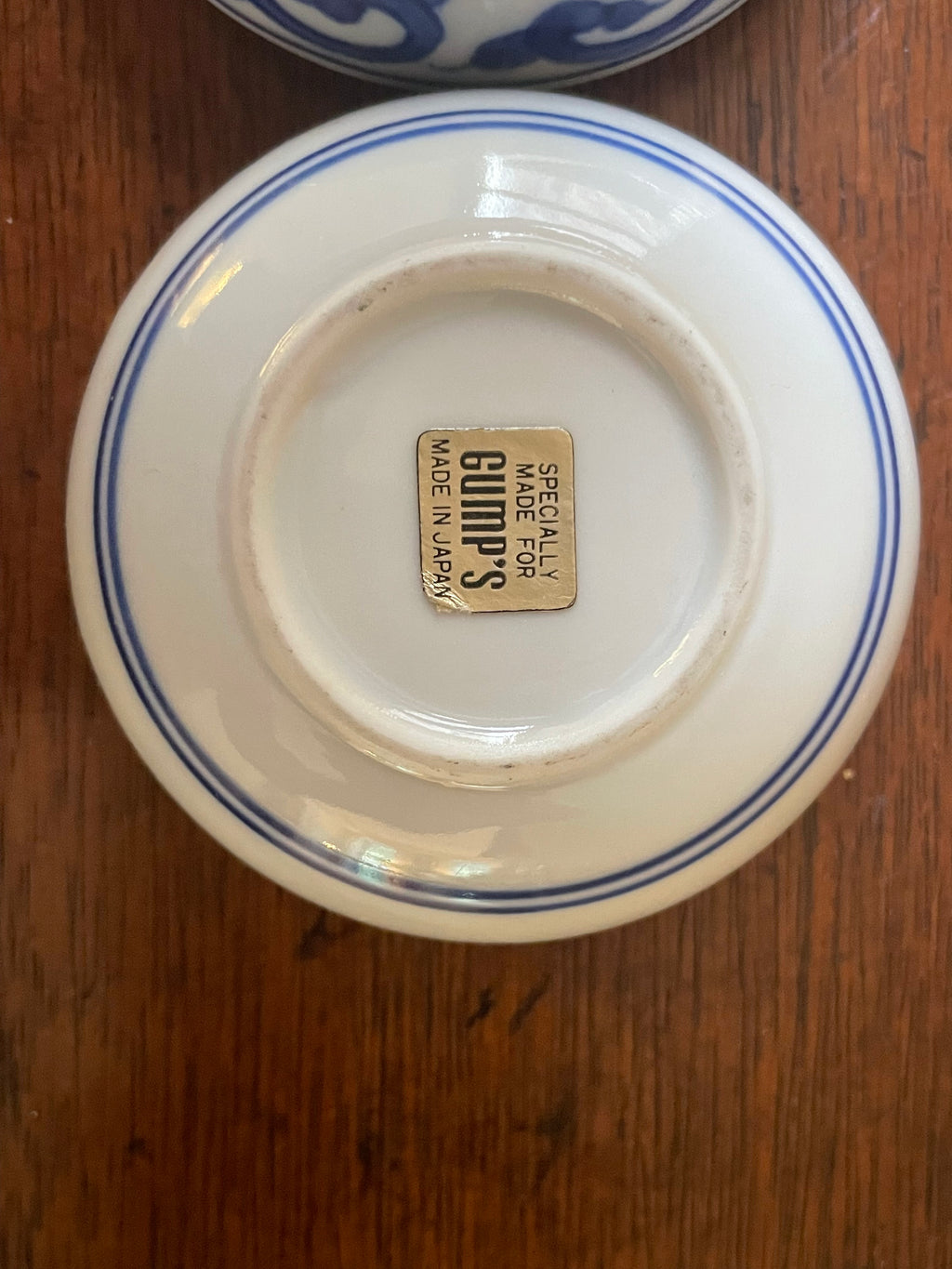 Vintage Gump’s Japan Blue & White Porcelain Karako Acrobat Kogo Trinket Box