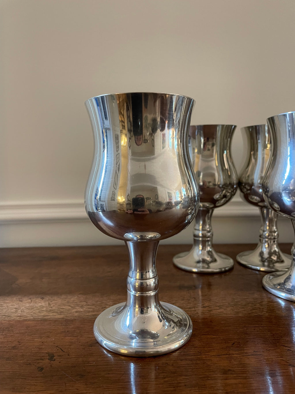 Vintage Brooks Brothers Pewter Goblets, Made in England, Set of 8, Very Rare