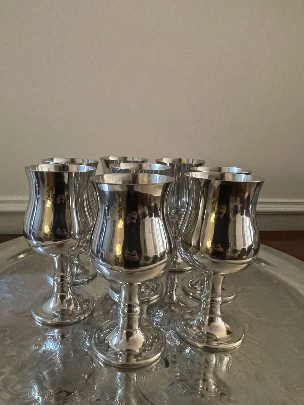 Vintage Brooks Brothers Pewter Goblets, Made in England, Set of 8, Very Rare