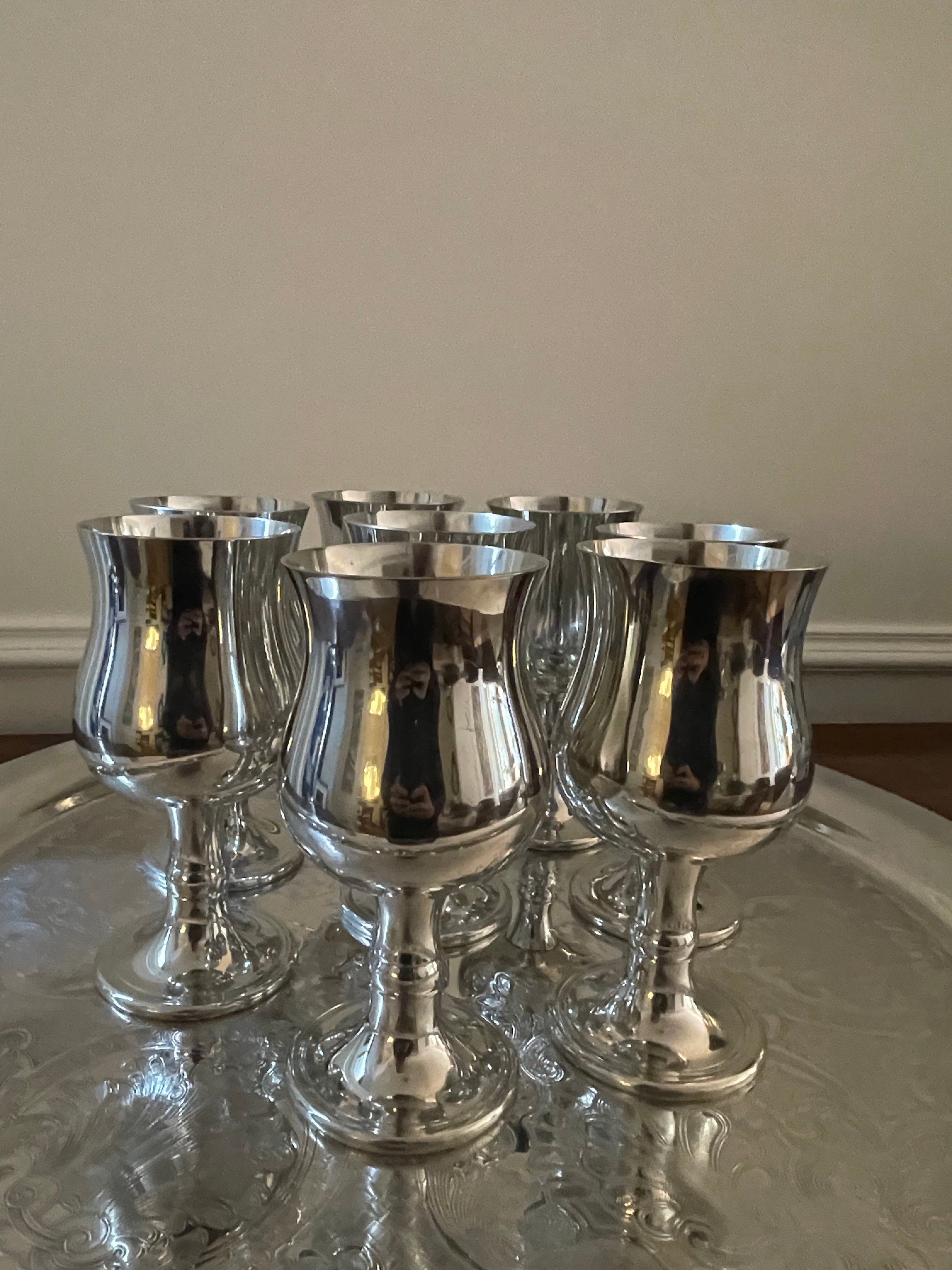 Vintage Brooks Brothers Pewter Goblets, Made in England, Set of 8, Very Rare