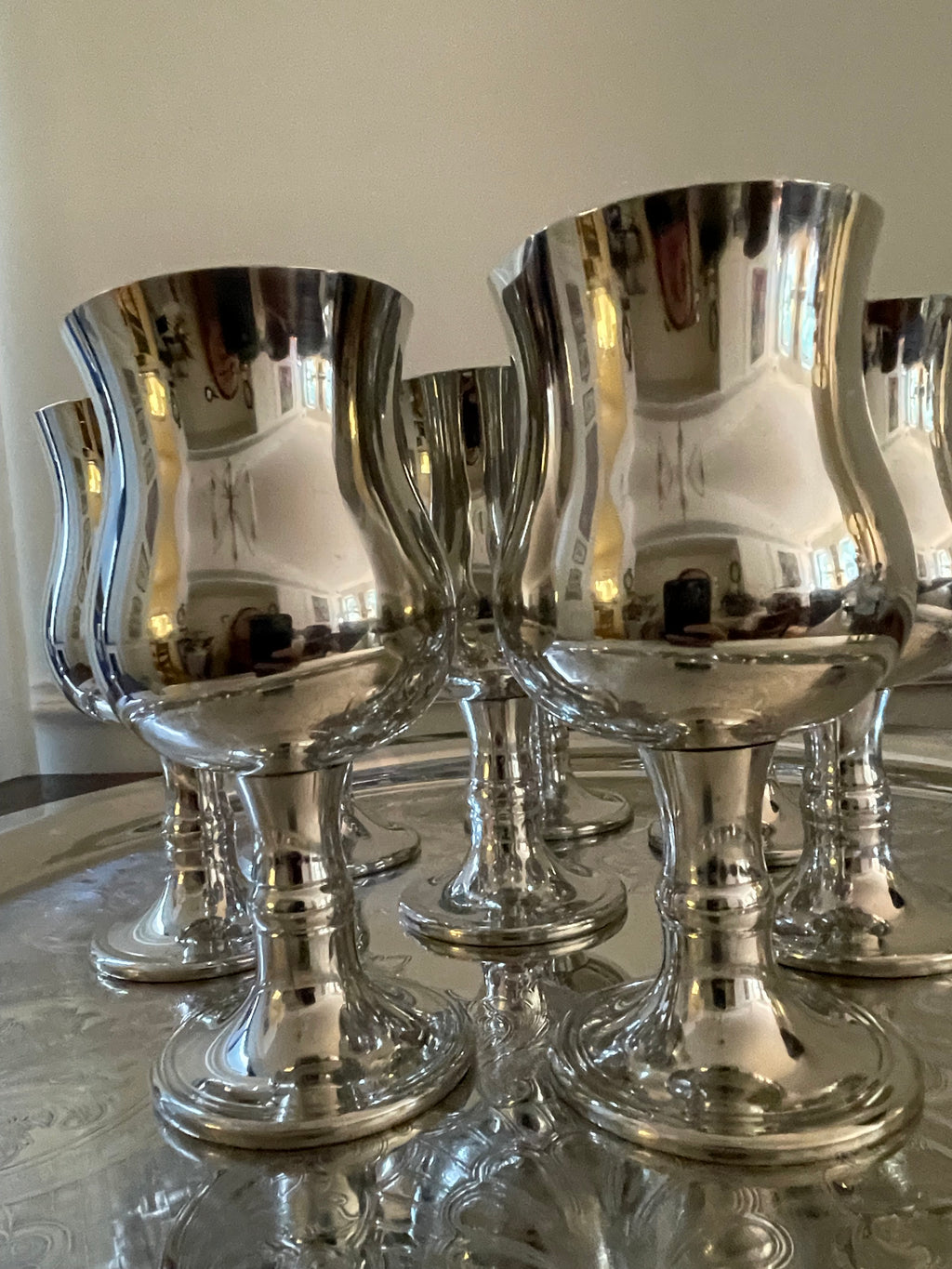 Vintage Brooks Brothers Pewter Goblets, Made in England, Set of 8, Very Rare