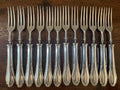 Mid-Century Brazilian Solid Silver Cocktail Forks by Abramo Eberle, Set of 10