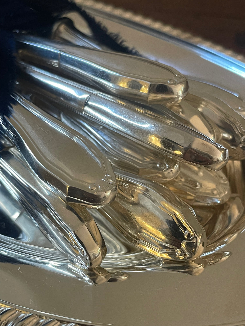 Mid-Century Brazilian Solid Silver Cocktail Forks by Abramo Eberle, Set of 10
