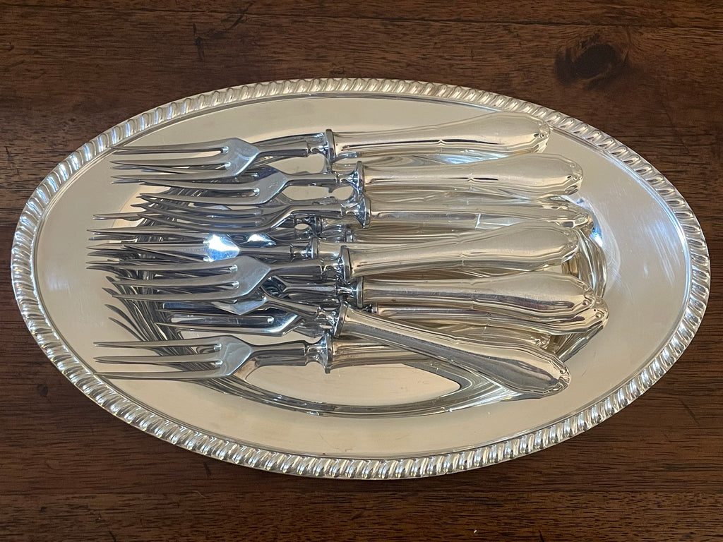 Mid-Century Brazilian Solid Silver Cocktail Forks by Abramo Eberle, Set of 10