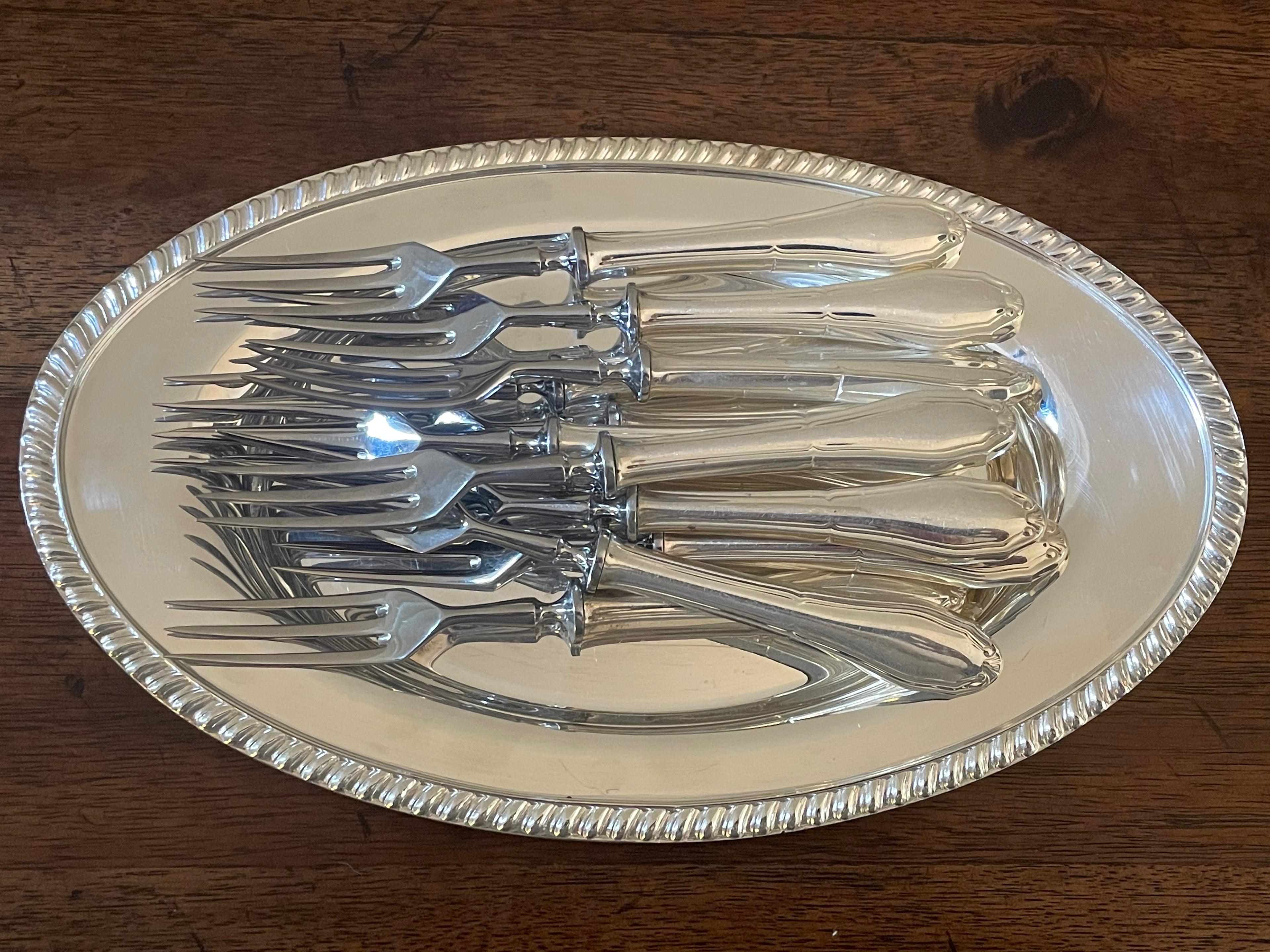 Mid-Century Brazilian Solid Silver Cocktail Forks by Abramo Eberle, Set of 10