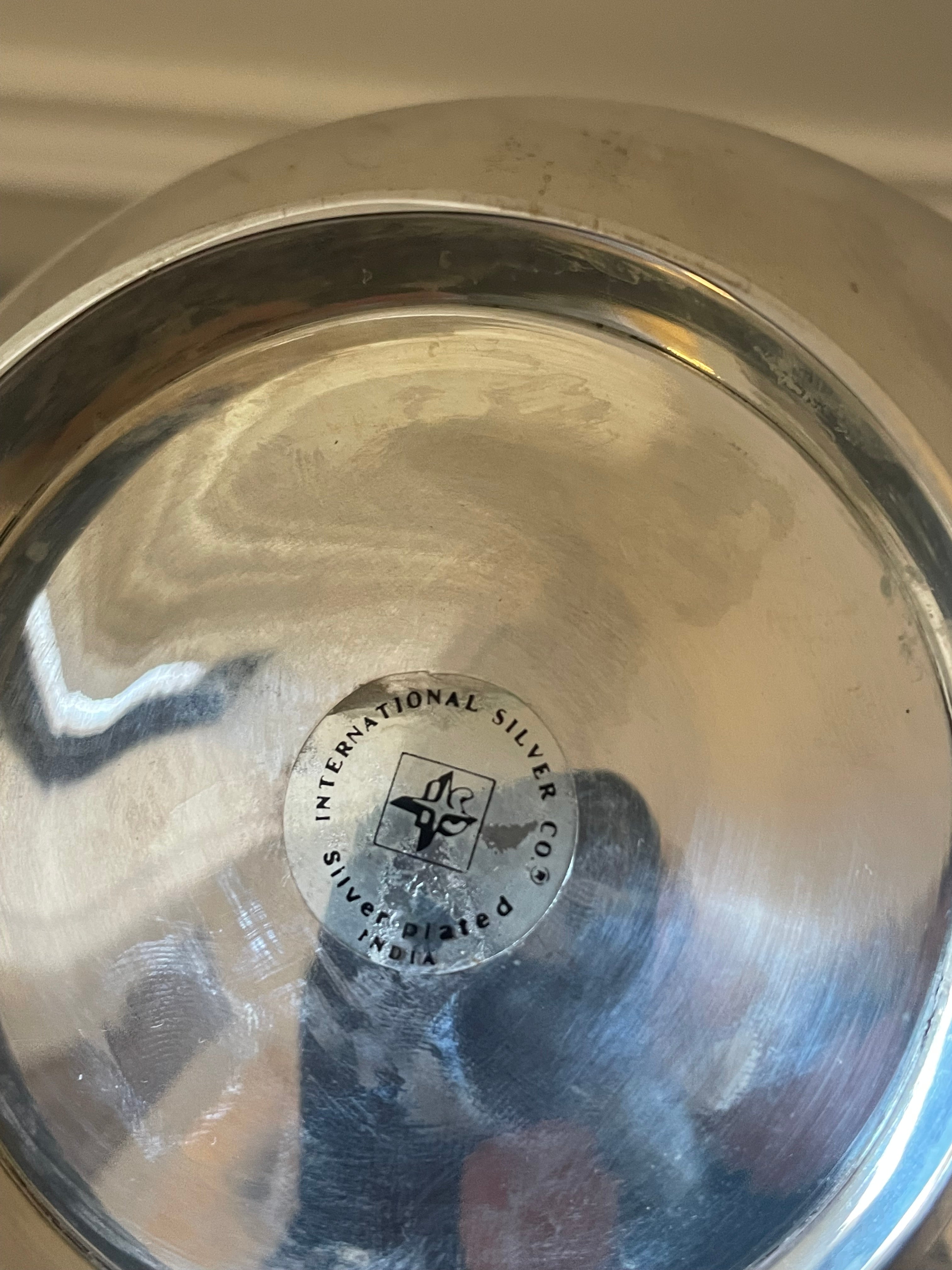 Vintage International Silver Co. Covered Caviar Server with Original Glass Insert & Mother-of-Pearl Spoons