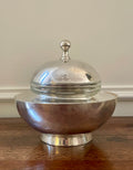 Vintage International Silver Co. Covered Caviar Server with Original Glass Insert & Mother-of-Pearl Spoons