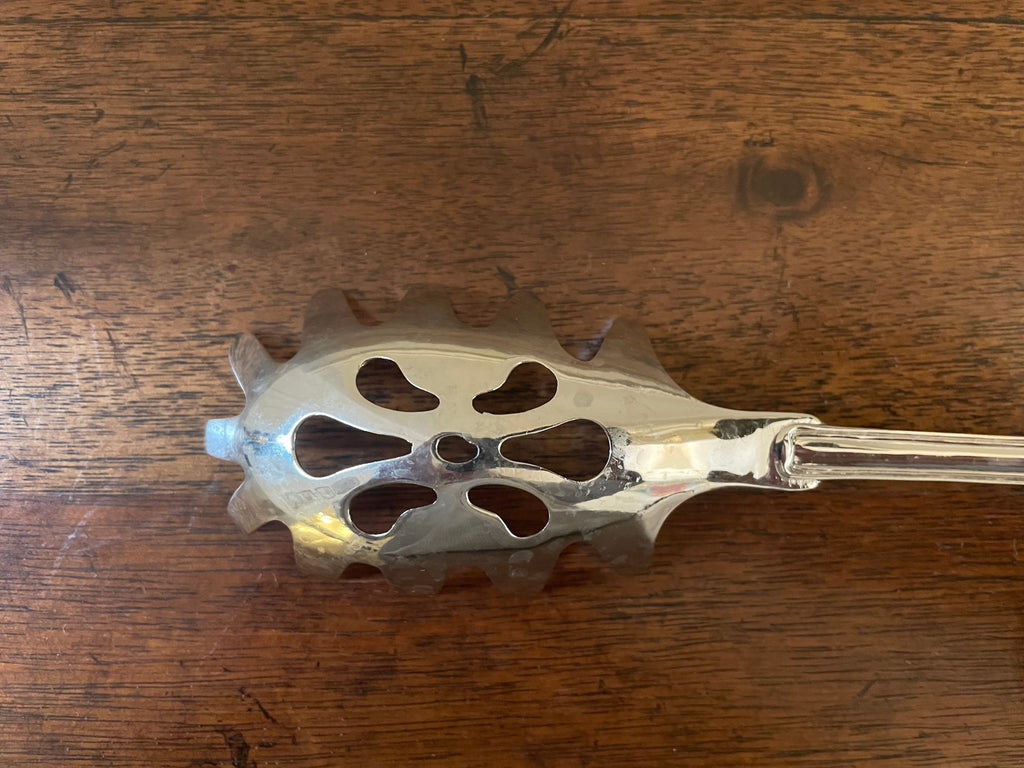 Vintage Silver-Tone Pasta Server with Shell & Foliate Detail
