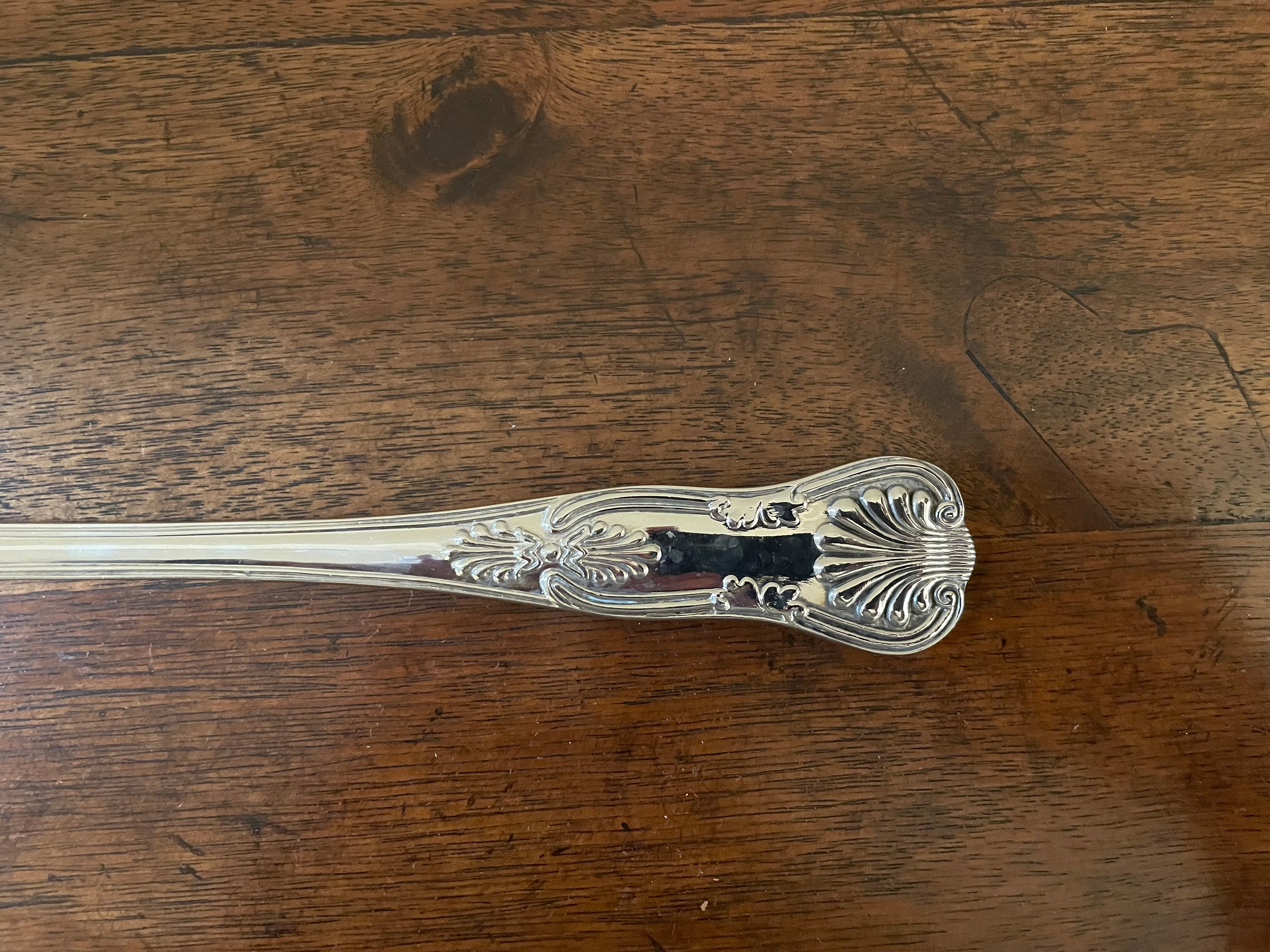 Vintage Silver-Tone Pasta Server with Shell & Foliate Detail