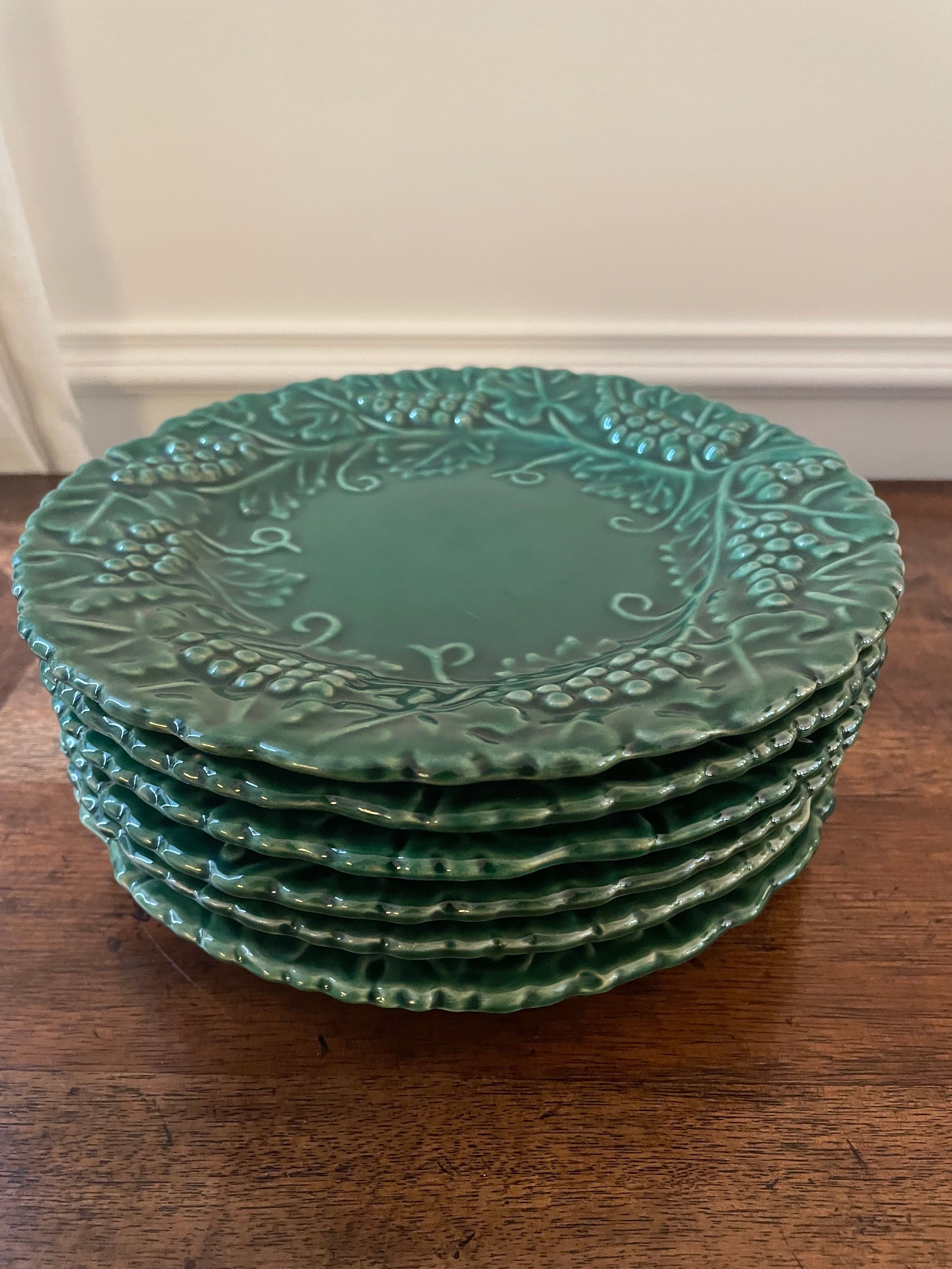 Vintage Grazia Deruta Italian Majolica Grape Plates, Set of 6