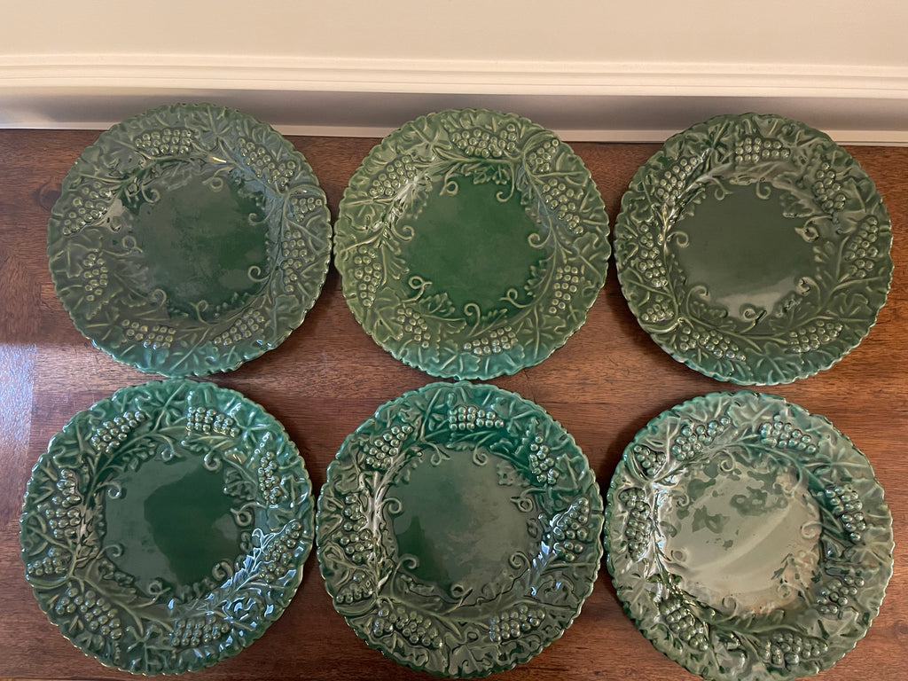 Vintage Grazia Deruta Italian Majolica Grape Plates, Set of 6