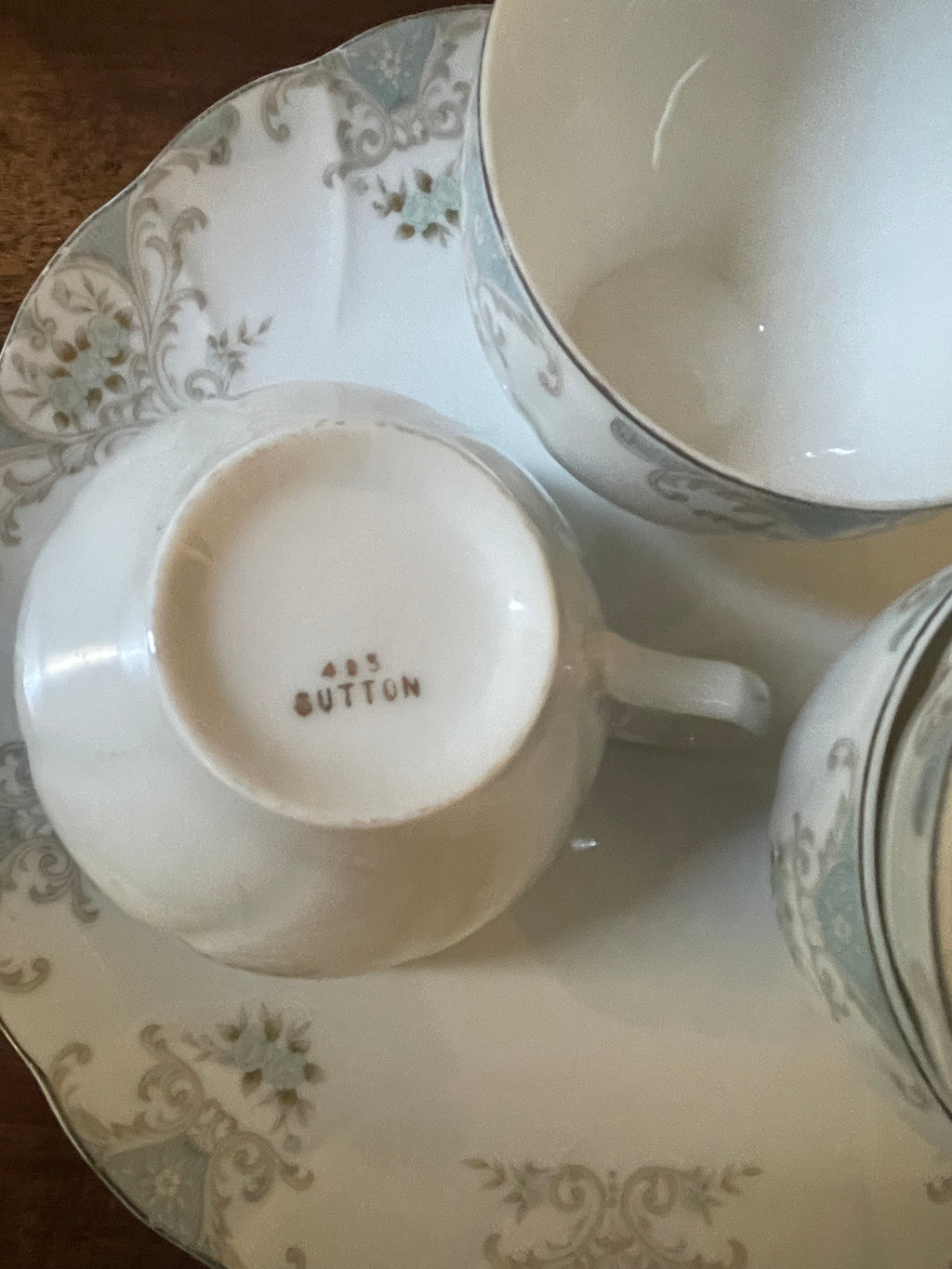 Vintage Sutton “Laurel” Cup & Snack Plate Brunch Set, Japan, Set of 4
