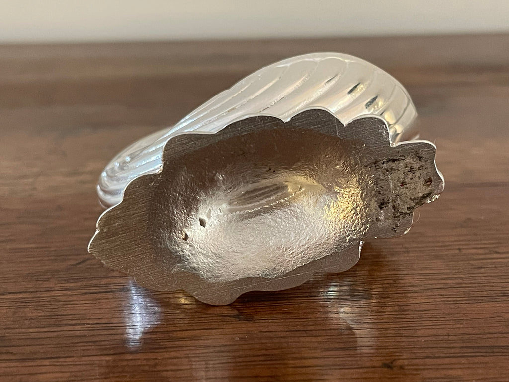 Antique Silverplate Nautilus Shell Salt Cellar with Spoon