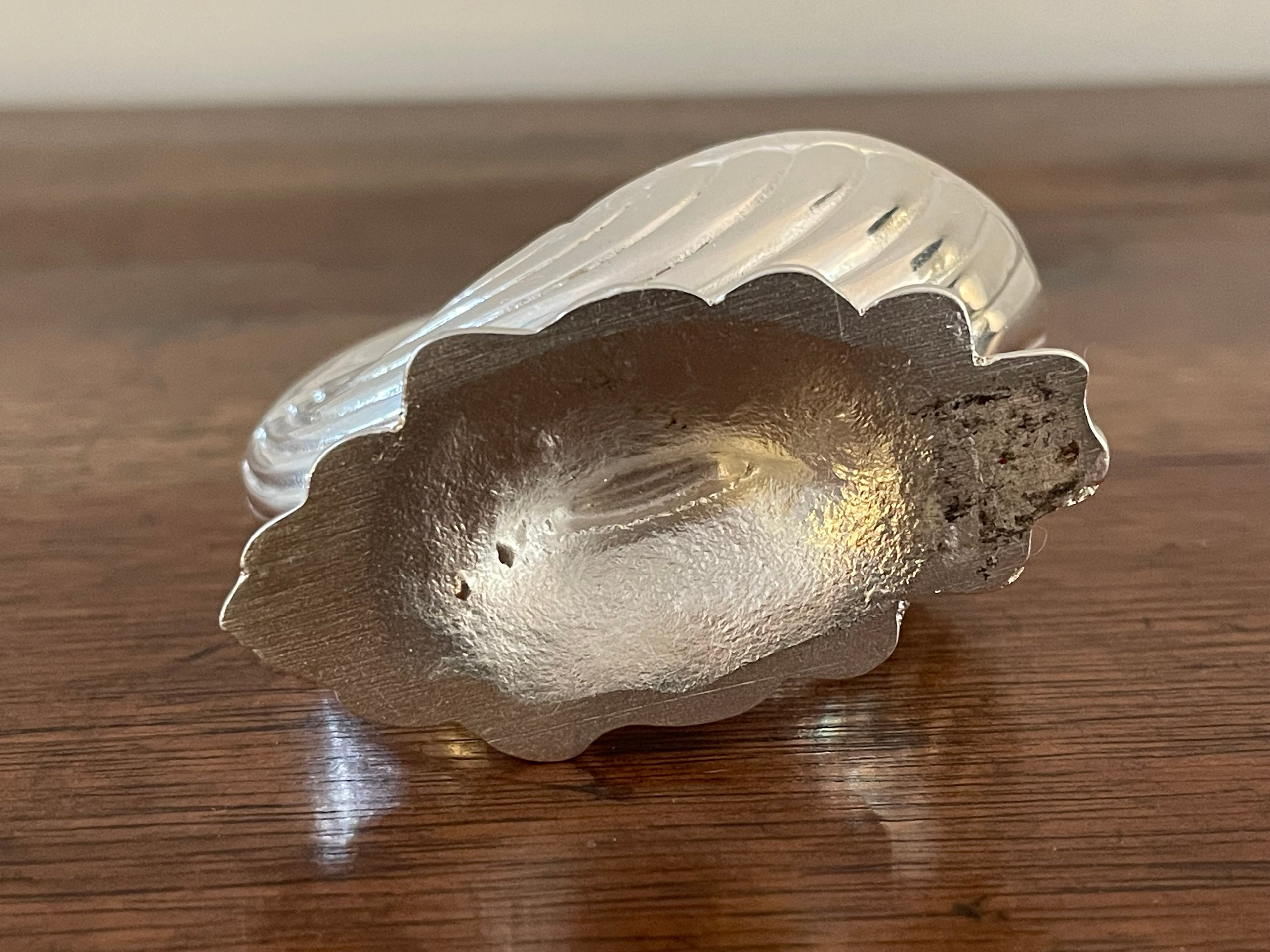 Antique Silverplate Nautilus Shell Salt Cellar with Spoon