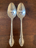 Vintage Holmes & Edwards “Silver Fashion” DeepSilver Pierced Serving Spoons, c. 1957–1960, Set of 2