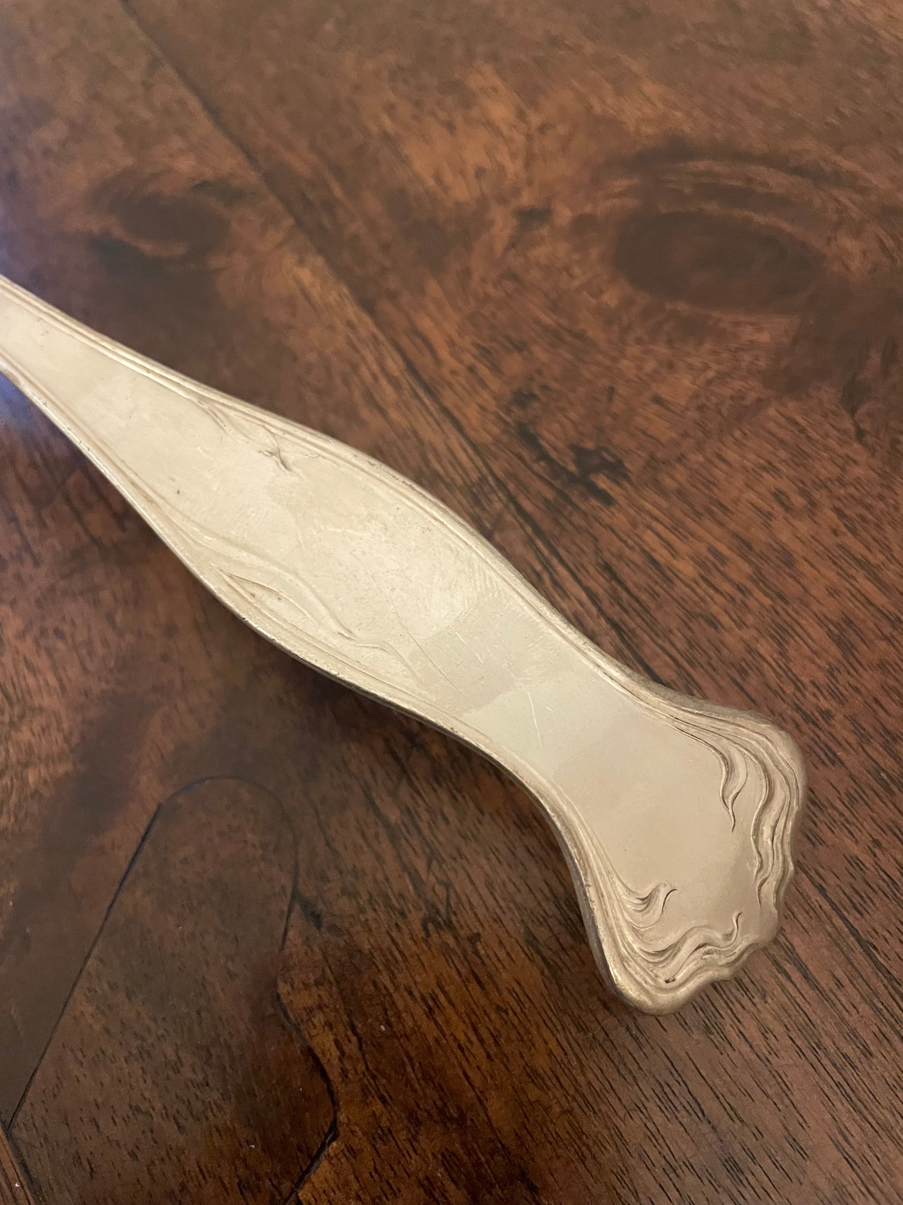 Antique Rogers & Bro. A1 Art Nouveau Floral Silverplate Serving Ladle, c. 1900, 13"
