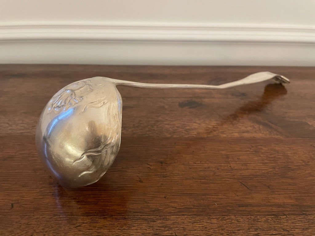 Antique Rogers & Bro. A1 Art Nouveau Floral Silverplate Serving Ladle, c. 1900, 13"