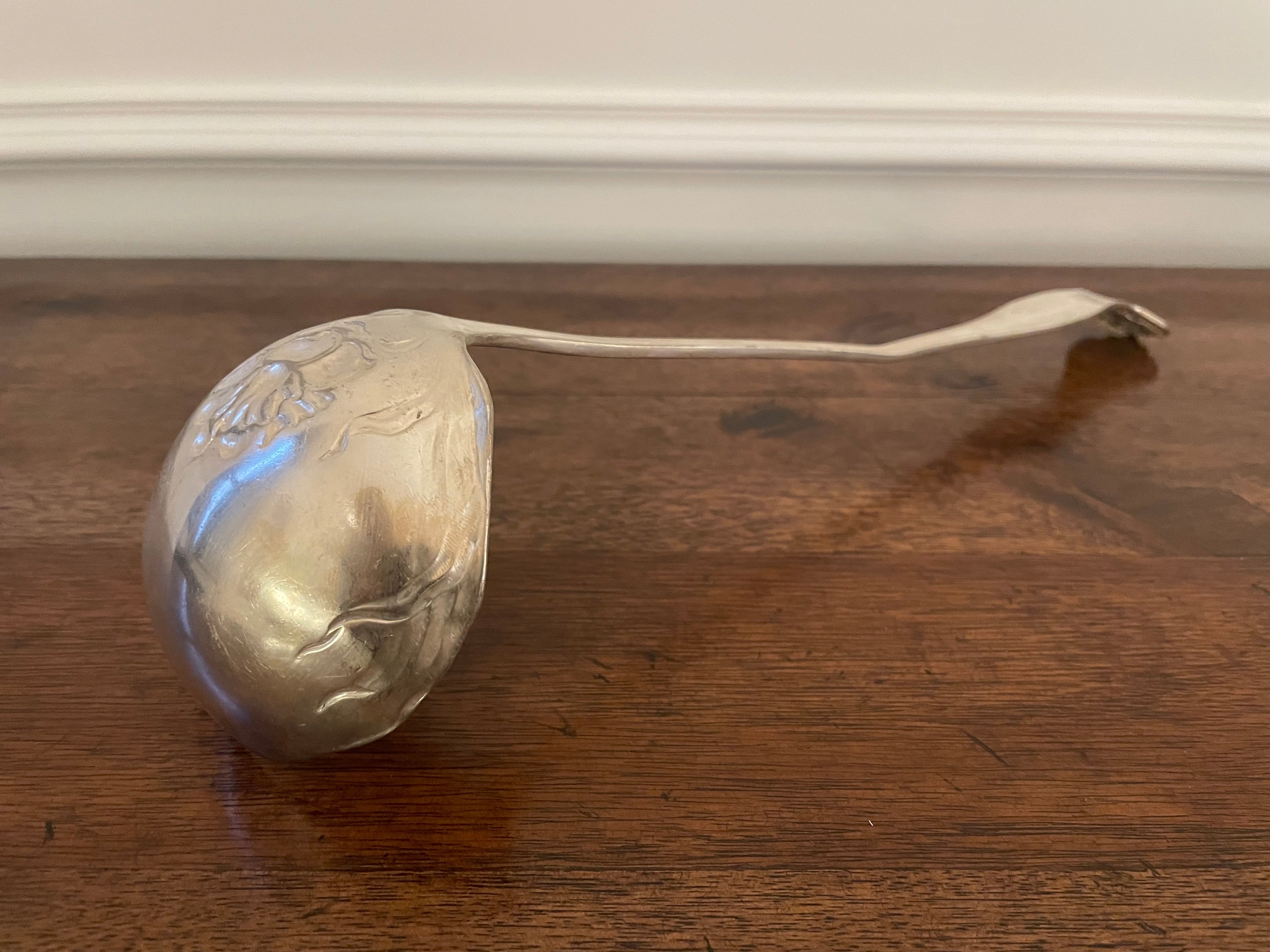 Antique Rogers & Bro. A1 Art Nouveau Floral Silverplate Serving Ladle, c. 1900, 13"