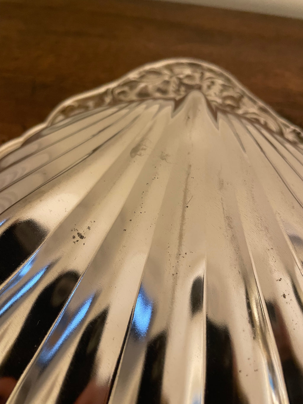 Vintage Godinger “Grape” Silverplate Scallop Shell Serving Dish, Made in USA, 10"