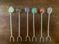 Vintage Semi-Precious Stone Cocktail Picks, Set of 6