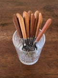 Vintage Japanese Wood & Stainless Cocktail Forks, Set of 10, c. 1960s