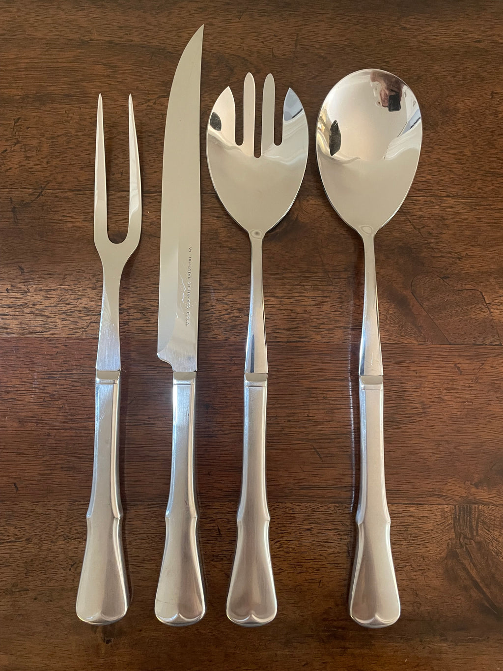 Mid-Century Imperial Oversized Stainless Steel Hostess Serving & Carving Set, USA, Set of 4