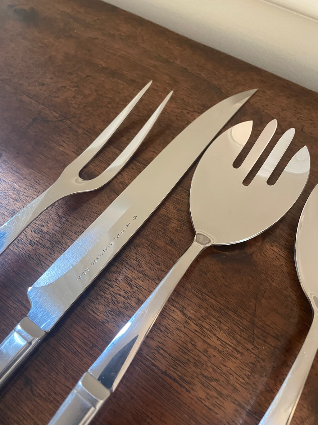 Mid-Century Imperial Oversized Stainless Steel Hostess Serving & Carving Set, USA, Set of 4