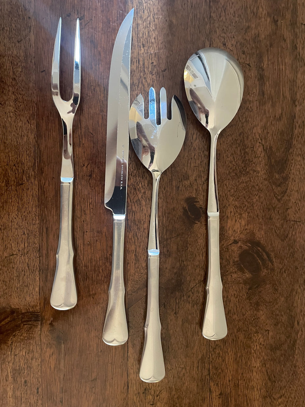 Mid-Century Imperial Oversized Stainless Steel Hostess Serving & Carving Set, USA, Set of 4
