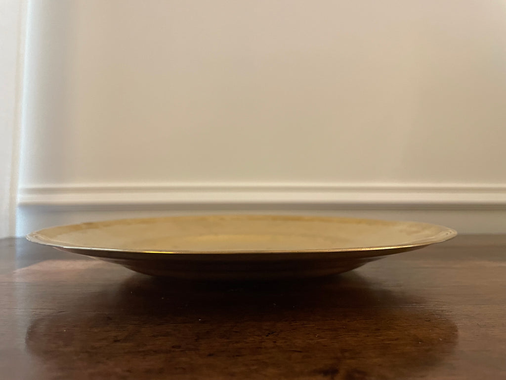 Vintage Unlacquered Brass Low Bowl / Catchall, 10 inches