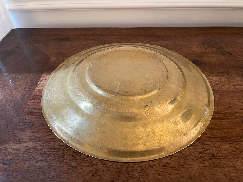Vintage Unlacquered Brass Low Bowl / Catchall, 10 inches