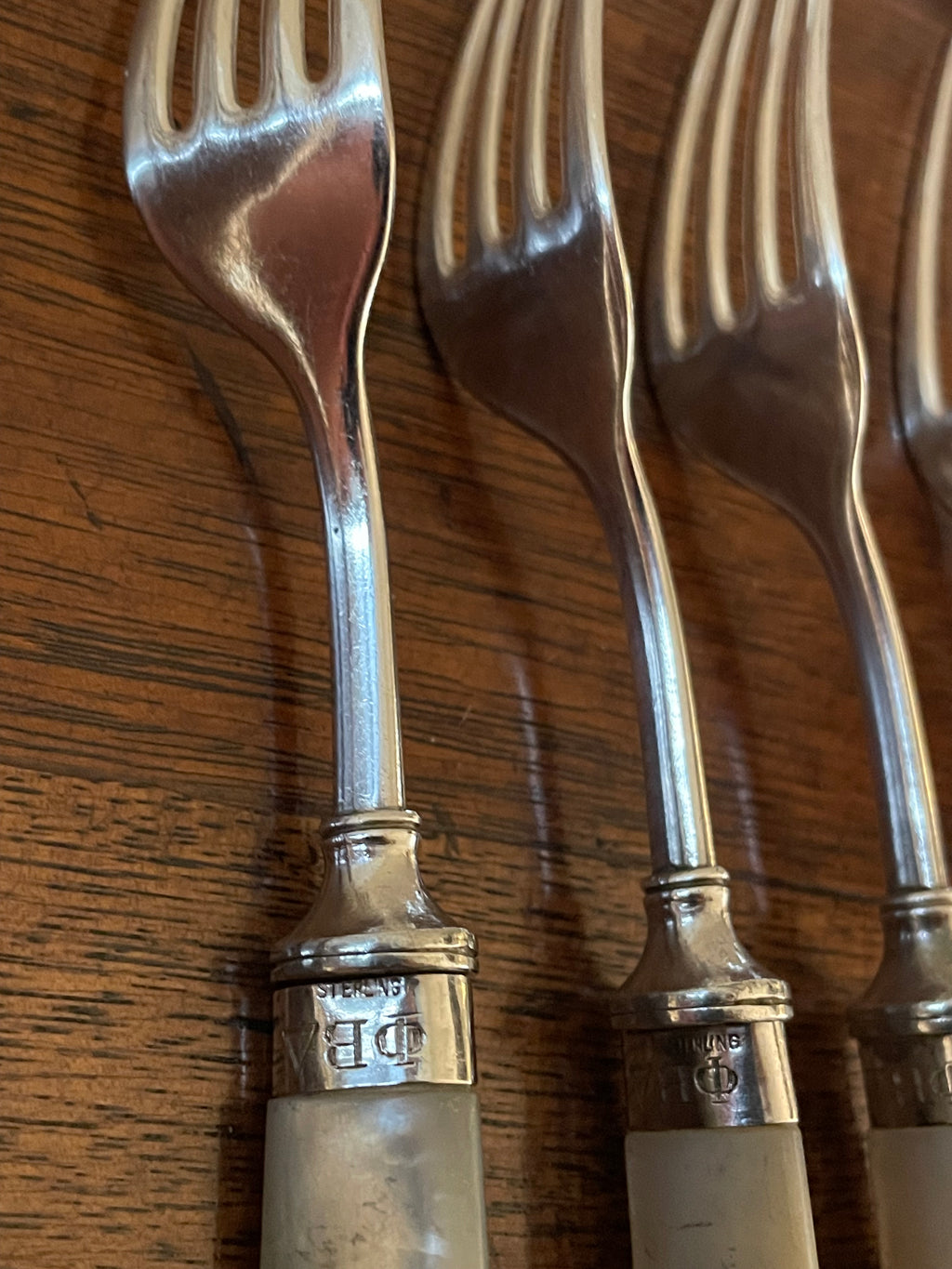 Antique Mother-of-Pearl & Sterling Flatware, Service for 10