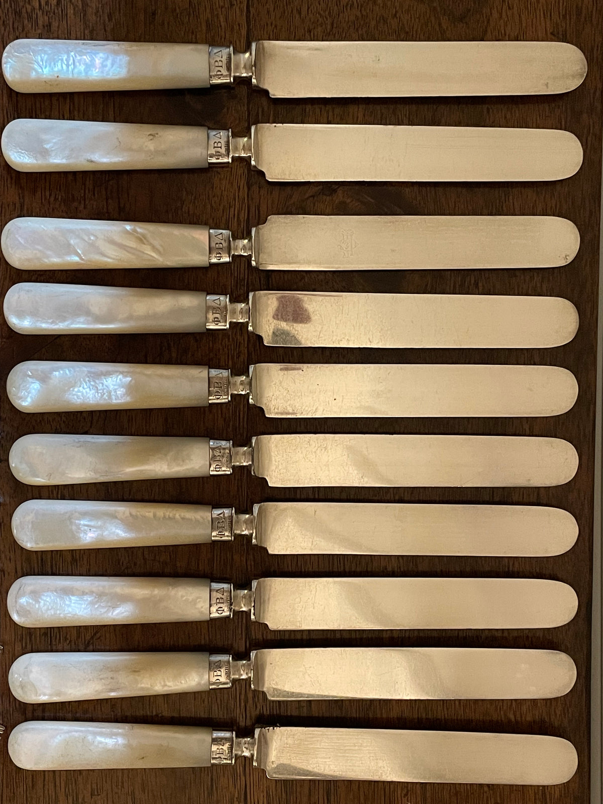 Antique Mother-of-Pearl & Sterling Flatware, Service for 10