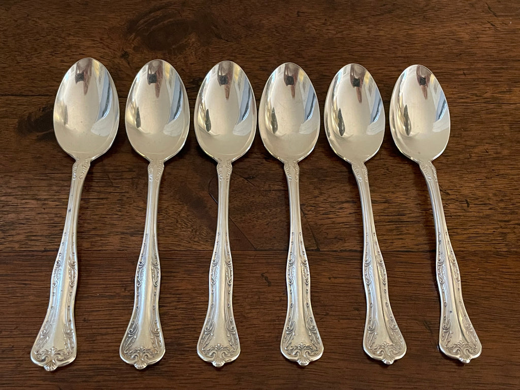 Vintage National Silver Co. “Queen Elizabeth” Silverplate Teaspoons, Set of 6, c. 1930s–1940s