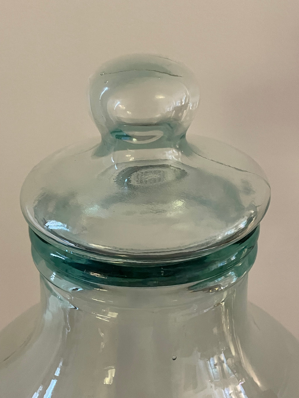 Oversized Vintage European Aqua Glass Beverage Dispenser – Approx. 8 Gallons