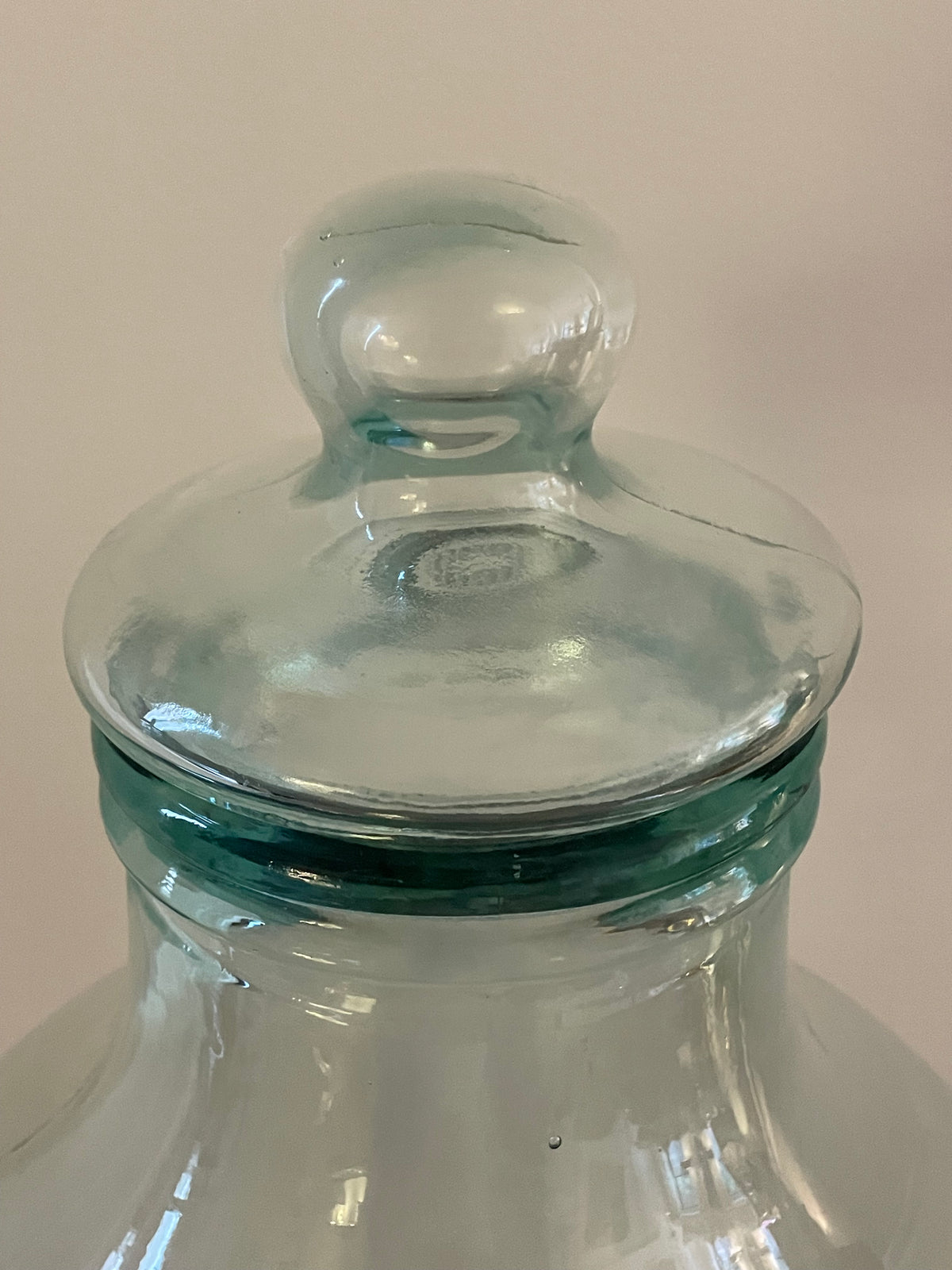 Oversized Vintage European Aqua Glass Beverage Dispenser – Approx. 8 Gallons