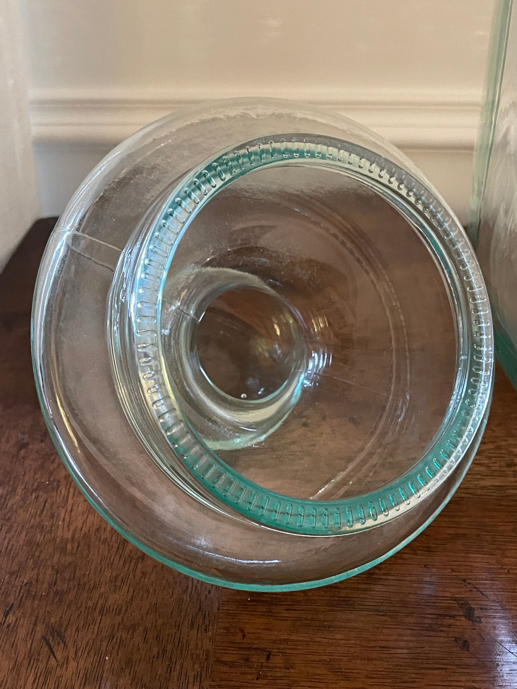 Oversized Vintage European Aqua Glass Beverage Dispenser – Approx. 8 Gallons