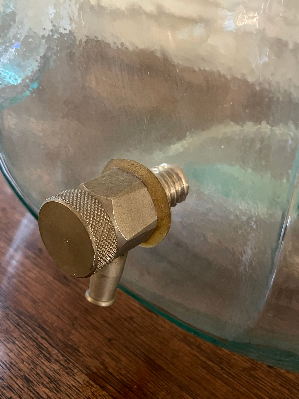 Oversized Vintage European Aqua Glass Beverage Dispenser – Approx. 8 Gallons
