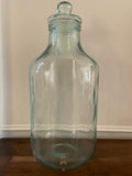 Oversized Vintage European Aqua Glass Beverage Dispenser – Approx. 8 Gallons
