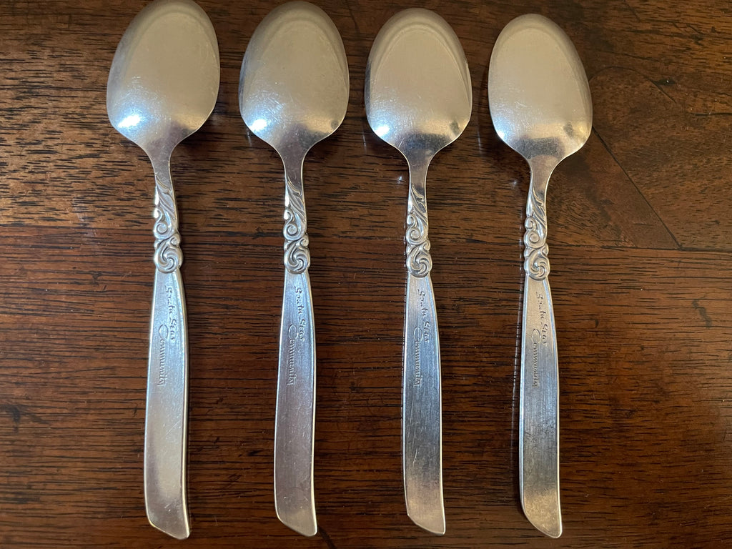 Vintage Community South Seas Silverplate Demitasse Spoons, Set of 4, c. 1950s