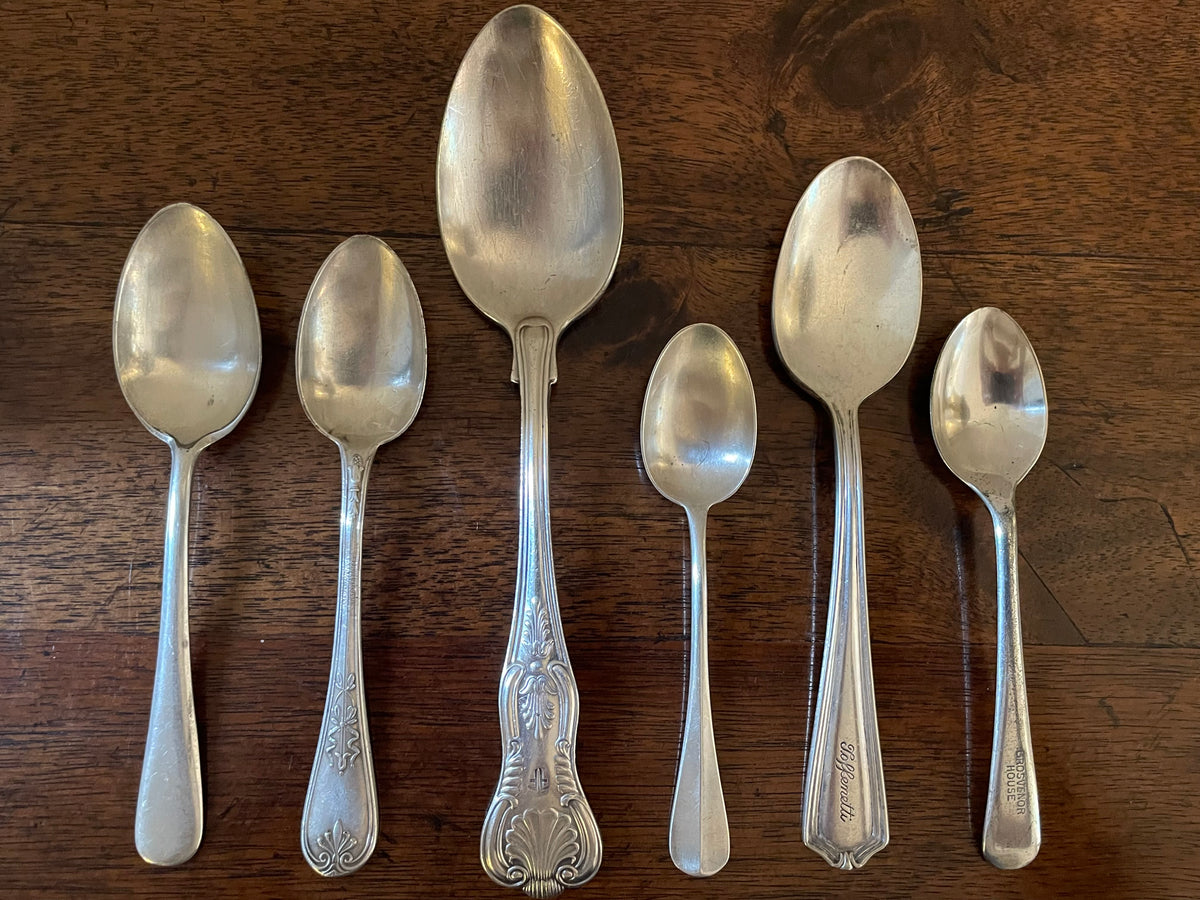 Vintage Grand Hotel & Restaurant Silverplate Spoons, Set of 6, c. 1910s–1950s